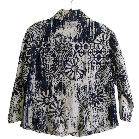 Gaudy Couture Jacket Size Medium M Womens Navy Blue Cotton Sequins Metal Buttons - Picture 4 of 12